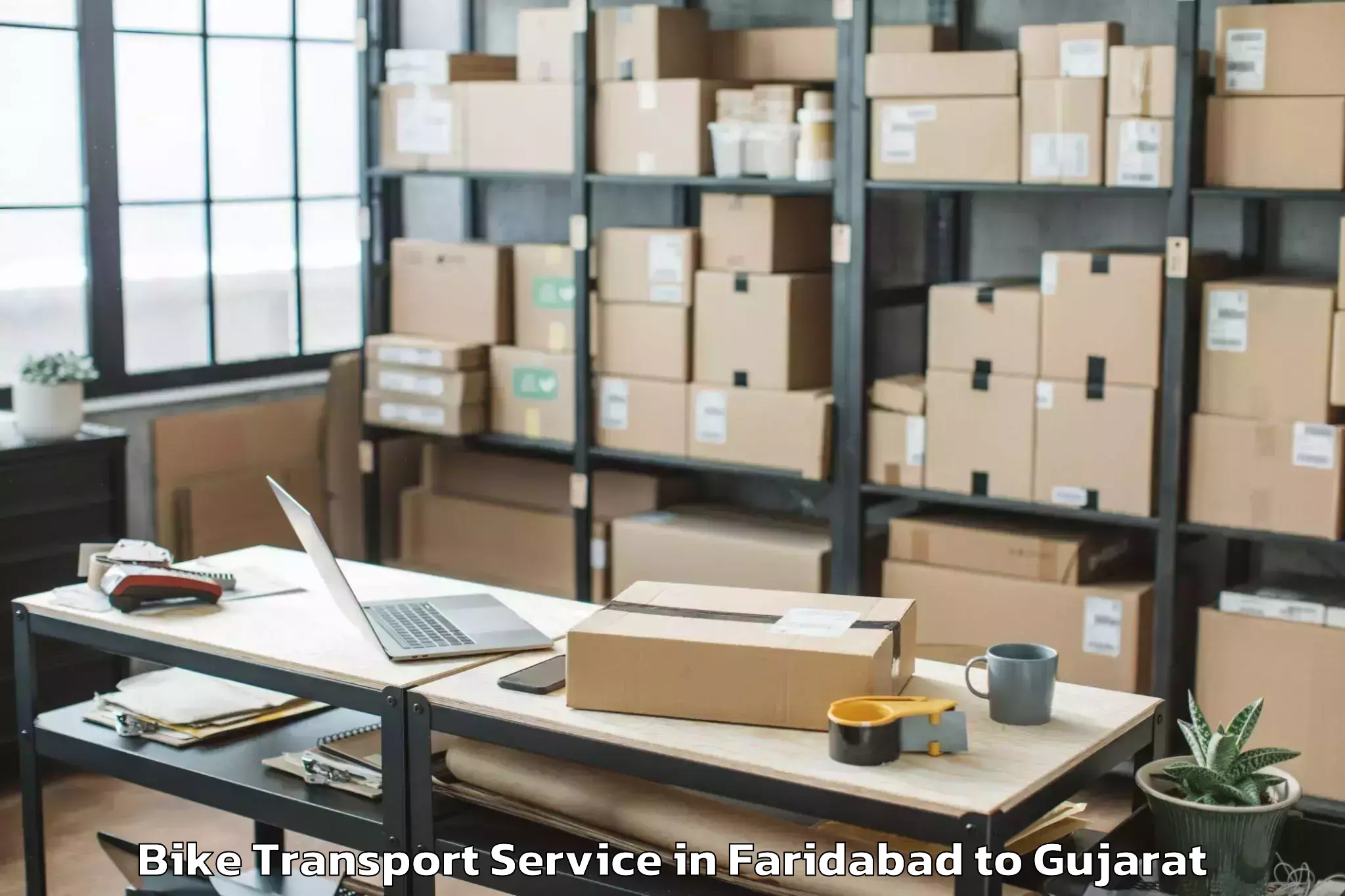 Trusted Faridabad to Hazira Port Bike Transport